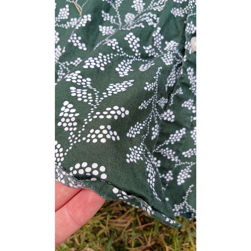 Green Botanical Print Button Up Shirt Cotton Short Sleeve M Resort Beach Vacay - Picture 11 of 11
